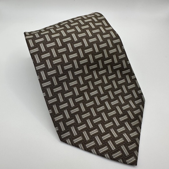 Men's Vintage Polo Ralph Lauren Silk Tie Woven Pattern Handmade in USA Green Blu - Picture 1 of 2